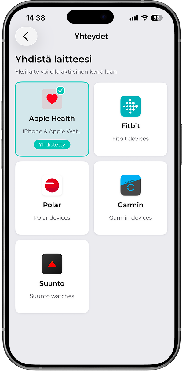 FitSphere äpi seaded nutikella ühendamiseks: Apple Health, Google Fit ja teiste ühenduste valik