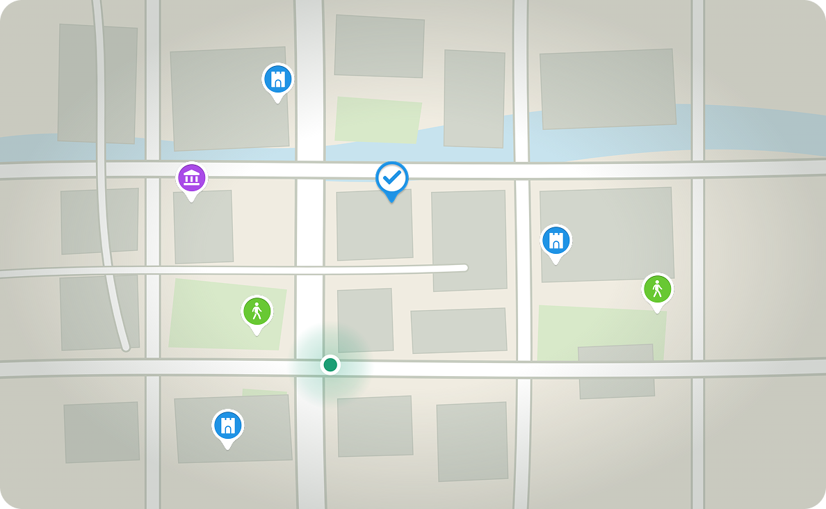 Interactive map inside the FitSphere Discovery app